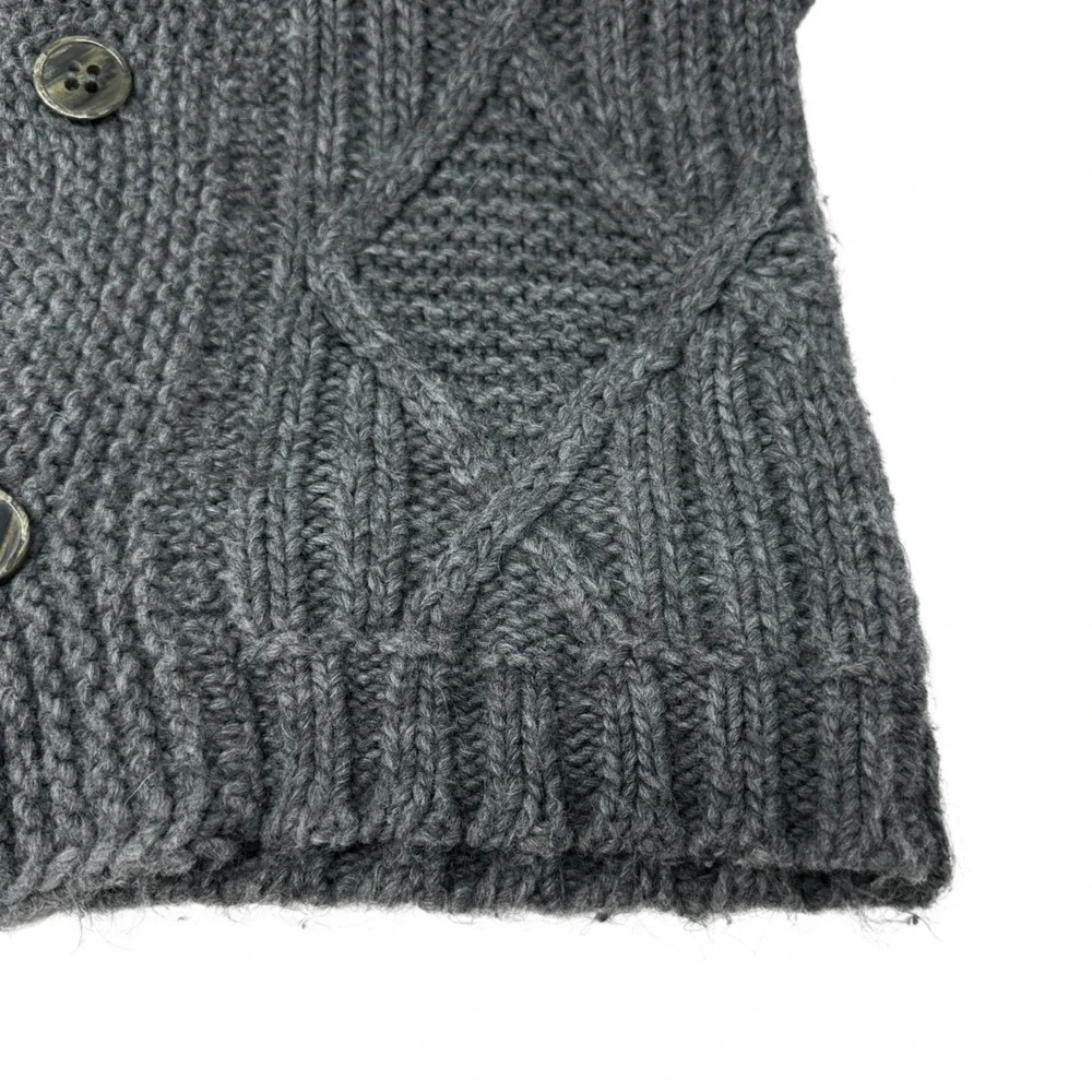 BECOME Brand European Italy Wool Alpaca Gray Chunky Cable‎ Knit Sweater Cardigan